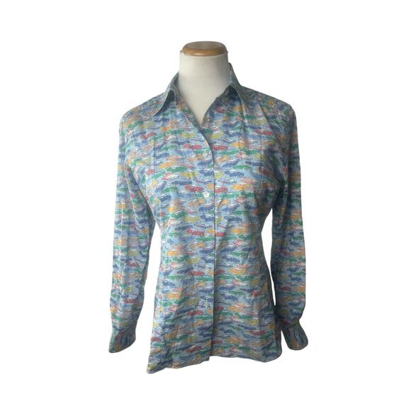 Giangi Napoli Womens Oxford Button Down Classic Cars 44 Collared - Picture 1 of 7